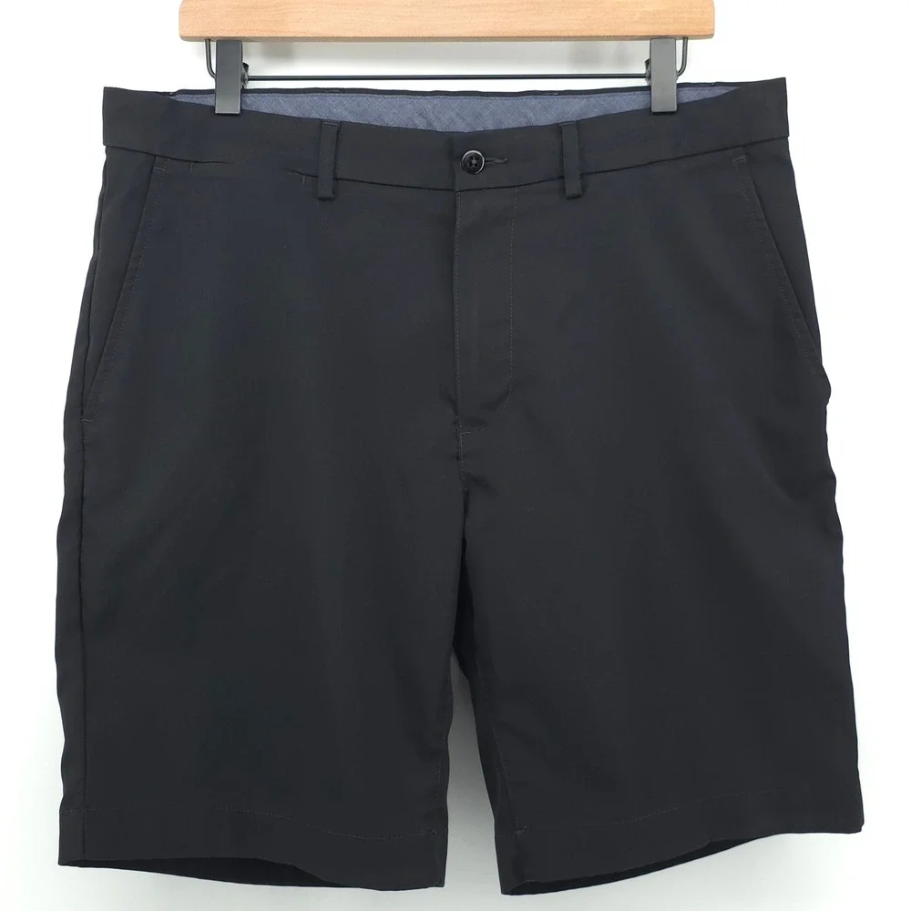 Cremieux Mens Shorts Performance 35 Black Flat Front Golf Active Techwear